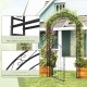 Garden arch metal arbor with gate, 84 inches tall, featuring exquisite patterns and a robust metal frame for climbing.