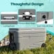 Portable 84 Quart wheeled ice cooler in gray features a foldable pull handle, drain hole, and secure locking buckle for easy transport.