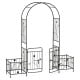 Garden arbor with lockable gate and side planters, made of premium metal, ideal for weddings and backyard decoration.
