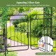 Two-door garden gate with convenient latch design, black metal finish, ideal for adding charm to outdoor spaces.