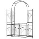 87-inch tall garden arch with gate and planter shelves, featuring climbing trellises and elegant floral patterns for.
