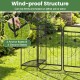 87-inch tall garden arch with gate and planter shelves, featuring a wind-proof structure and 4 anchor bases for.