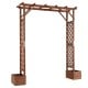 87-inch tall wooden garden arbor with planter boxes, diamond lattice, and flat roof for climbing plants and decorations.