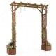 Wooden garden arbor with planter boxes, diamond lattice for climbing plants, and a sturdy hanging roof for outdoor use.