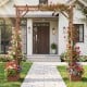 Wooden garden arbor with planter boxes and hanging roof, ideal for climbing plants and enhancing outdoor spaces.