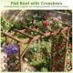Flat roof wooden garden arbor with crossbars supports hanging baskets, ideal for climbing plants and outdoor decor.