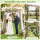 Wooden garden arbor with planter boxes and hanging roof, ideal for climbing plants and charming wedding setups.