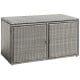 Gray 88-gallon garden patio rattan storage container box with double doors, ideal for outdoor storage and organization.