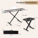 Dimensions of the 88-Key Electric Piano Keyboard with adjustable stand and stool, ideal for portable music practice.