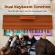 Dual keyboard view of the 88-key graded hammer action weighted keyboard in brown, ideal for two players.