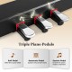 Triple piano pedals for the 88-key weighted keyboard, including soft, sostenuto, and sustain functions for versatile.
