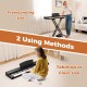 88-key keyboard piano set shown in freestanding and tabletop use, featuring an adjustable stand and dual speakers.