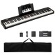 88-key velocity-sensitive piano keyboard in black with French DREAM audio source, ideal for music lessons and family.