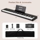 88-key black piano keyboard with French DREAM audio source, includes adapter, pedal, music stand, and portable bag.