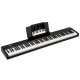 88-key velocity-sensitive piano keyboard in black with dual keyboard function, ideal for music lessons and family.