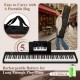 88 keys velocity-sensitive piano keyboard in black, featuring a rechargeable battery for 5 hours of playtime, ideal for.