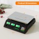 Digital commercial food scale with stainless steel platform, displaying product dimensions of 13.5" x 13" x 5" for.