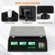 Digital commercial food scale with dual LCD displays, adjustable foot pads, and removable stainless steel platform for.