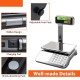 88lb price computing scale with dual LCD display, stainless steel platform, and adjustable foot pads for commercial use.