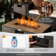 32-inch propane fire pit table set with brown PE rattan, 40000 BTU heat, and side table tank holder for outdoor use.