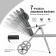 Adjustable backrest of gray patio reclining chaise lounge with neck pillow, perfect for sunbathing or napping outdoors.