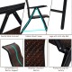 Folding rattan reclining chair with adjustable backrest, durable PE rattan, and stable steel frame for outdoor.