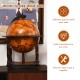 23-inch globe wine bar stand in brown, made of MDF and solid wood, perfect for dining room storage and decoration.