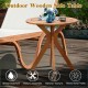 27-inch outdoor round solid wood side table with X-shaped legs, water-resistant varnish, perfect for patio or garden.