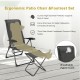 Adjustable back folding patio chair and ottoman set in gray, featuring breathable fabric and ergonomic design for.