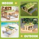 3-in-1 outdoor wooden kids table with detachable sand and water boxes, perfect for patio, lawn, or beach play.