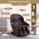 Zero gravity shiatsu massage chair in brown with intelligent voice control and heating for full body relaxation.