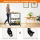 Rustic brown kitchen bar cart with wine rack, glass holders, and smooth-rolling casters for easy movement and stability.
