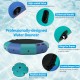 12-foot inflatable water bouncer in blue with padded surface, designed for jumping, sunbathing, and fishing.