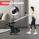Folding magnetic rowing machine with aluminum rail, featuring adjustable resistance and transport wheels for easy.