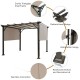 10x10 feet metal frame patio shelter with beige retractable canopy, durable polyester fabric, ideal for outdoor.