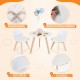 Modern kids activity play table with two white chairs, featuring beech legs and a smooth, easy-to-clean surface.