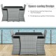 3-piece patio rattan dining set with cushioned armrests and space-saving design, ideal for outdoor relaxation.