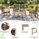 4-piece outdoor patio rattan furniture sofa set with acacia wood frame, featuring comfortable armrests and a spacious.