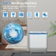 Portable 2-in-1 washing machine with 22lbs capacity, featuring twin tubs for simultaneous washing and spinning.