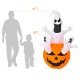 Inflatable 6-foot Halloween pumpkin decoration with LED light, featuring ghosts for festive outdoor decor.