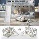 Gray twin over twin bunk bed with slide and inclined ladder, offering a playful and safe sleeping space for kids.