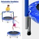 36-inch blue kids trampoline with detachable handle, safety padded cover, and sturdy steel frame for indoor and outdoor.