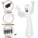 12 feet Halloween inflatable spooky ghost with LED lights, durable polyester, and stable ground stakes for outdoor.