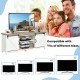 TV stand media center console cabinet in white with sliding barn door, designed for 60" TVs, offers ample storage space.