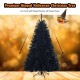 6 feet black hinged artificial Halloween Christmas tree with 1036 branch tips for indoor and outdoor holiday decoration.