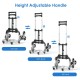 Height adjustable handle of the Portable Folding Stair Climbing Hand Truck, showcasing 27, 33.5, and 42-inch settings.