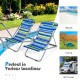 Portable beach chair set of 2 in blue with adjustable backrest and headrest, perfect for outdoor activities.