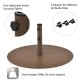 Steel umbrella base stand with adjustable knobs and three adapters for different pole sizes, ideal for outdoor use.