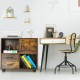 Mobile file cabinet in brown with a stylish design, featuring a printer stand and convenient wheels for easy relocation.