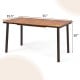 Acacia wood patio dining table with umbrella hole, 55"x29.5"x30", ideal for outdoor gatherings and stable support.